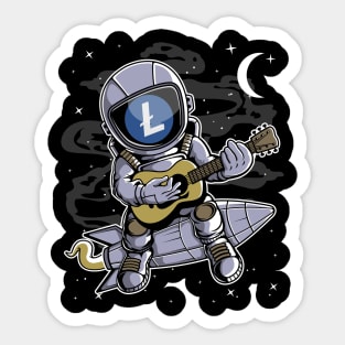 Astronaut Guitar Litecoin LTC Coin To The Moon Crypto Token Cryptocurrency Blockchain Wallet Birthday Gift For Men Women Kids Sticker